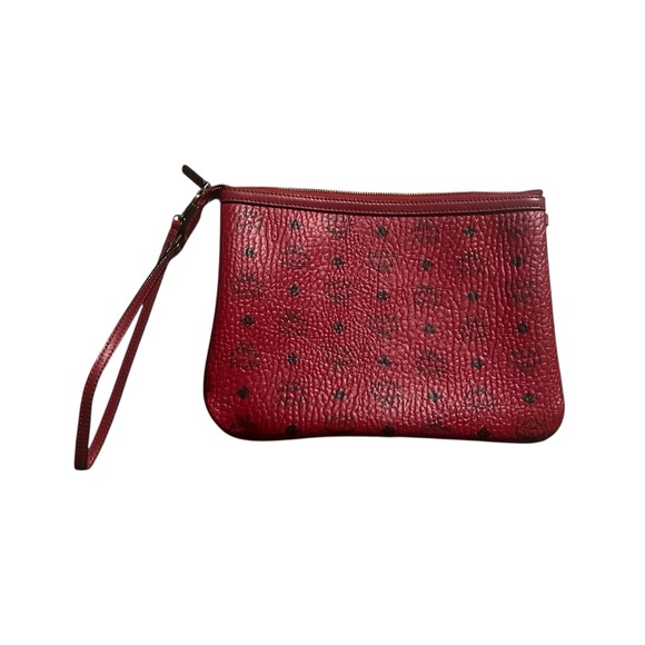 Y2K MCM Visetos Liz Shopper Tote Pouch Leather Monogram Logo Clutch Shoulder Bag - Picture 7 of 10